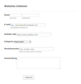 Websites Indienformulier