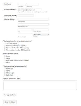 Wedding Album Order Form Template