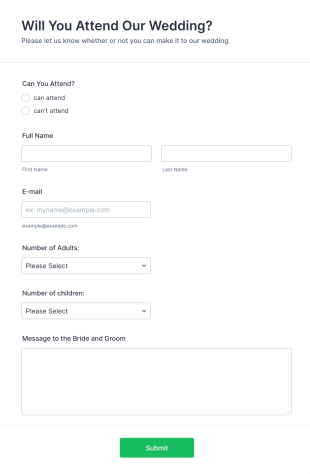 Wedding Attendance Form Template