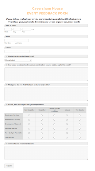 Wedding Ceremony Feedback Form Template