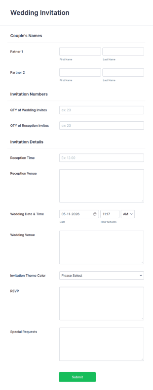 Wedding Invitation Form Template