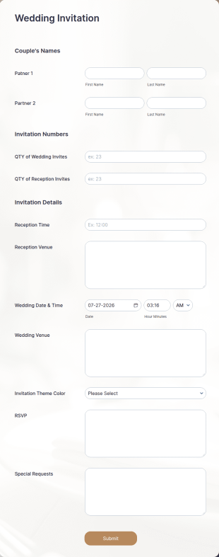 Wedding Invitation Form Template