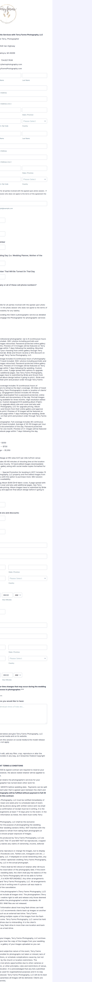 Wedding Photography Contract Form Template