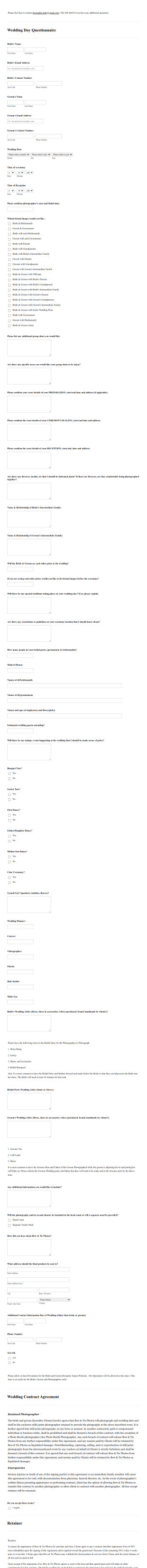 Wedding Photography Lease Agreement Form Template