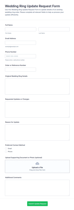 Wedding Ring Update Request Form Template