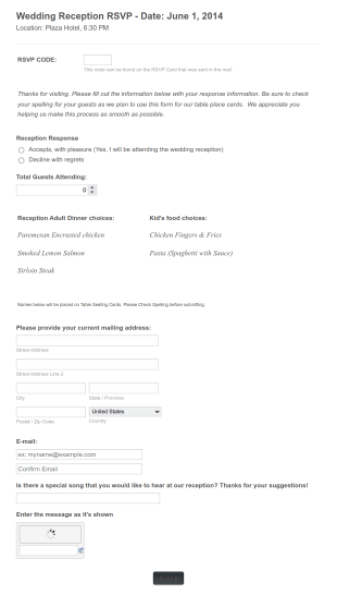 Wedding Rsvp Form Template