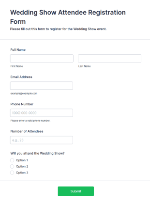 Wedding Show Attendee Registration Form Template