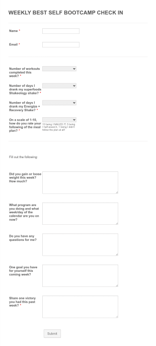 Weekly Client Tracking Form Template