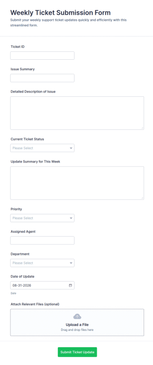 Weekly Ticket Submission Form Template