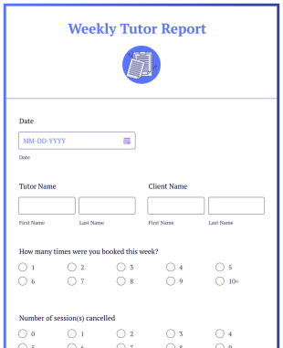 Weekly Tutor Report Form Template