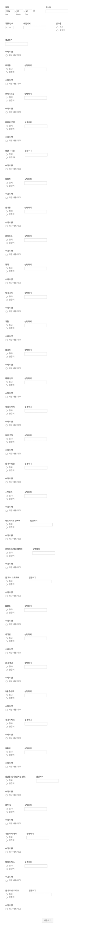 주간 차량 검사 폼 Form Template