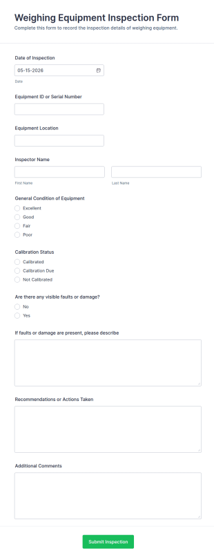Weighing Equipment Inspection Form Template