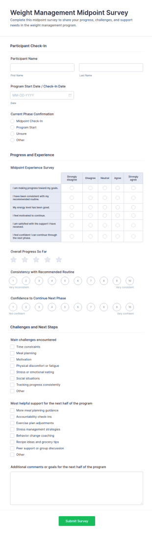 Weight Management Midpoint Survey Form Template