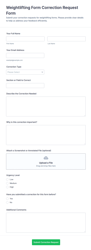 Weightlifting Form Correction Request Form