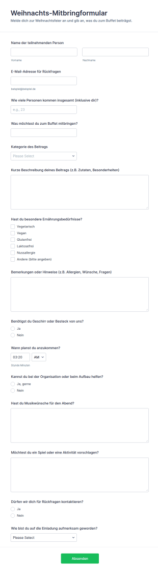 Weihnachts Krippenessen Einladungsformular