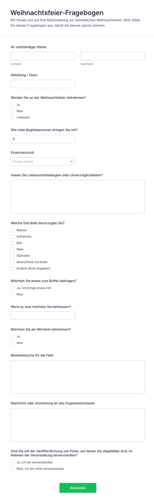 Weihnachtsfeier Fragebogen