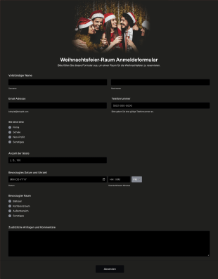 Weihnachtsfeier Raum Anmeldeformular Form Template