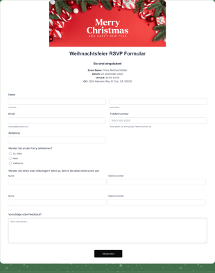 Weihnachtsfeier RSVP Formular Form Template