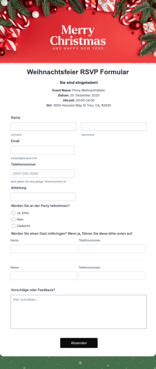 Weihnachtsfeier RSVP Formular