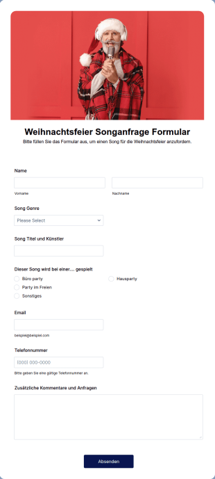Weihnachtsfeier Songanfrage Formular