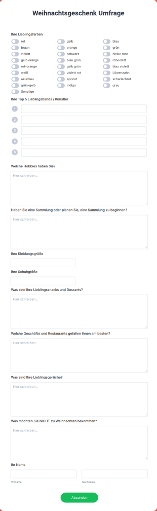 Weihnachtsgeschenk Umfrage