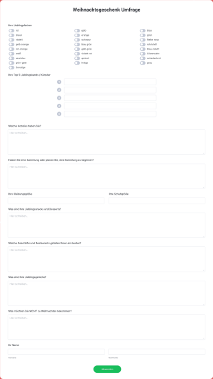 Weihnachtsgeschenk Umfrage Form Template