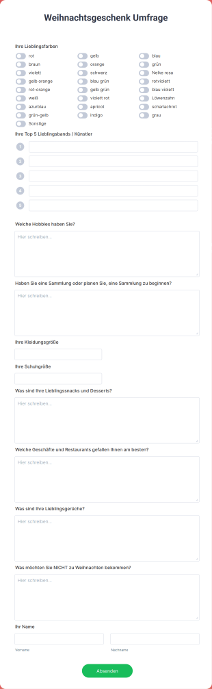 Weihnachtsgeschenk Umfrage