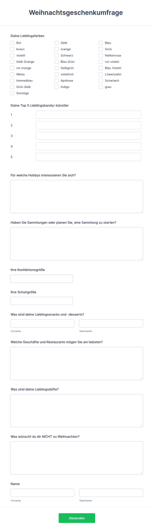 Weihnachtsgeschenkumfrage