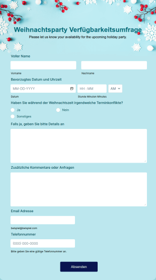 Weihnachtsparty Verfügbarkeitsumfrage