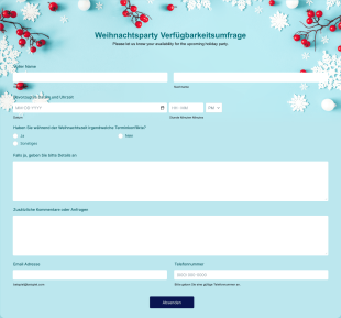 Weihnachtsparty Verfügbarkeitsumfrage Form Template