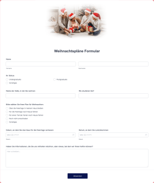 Weihnachtspläne Formular Form Template