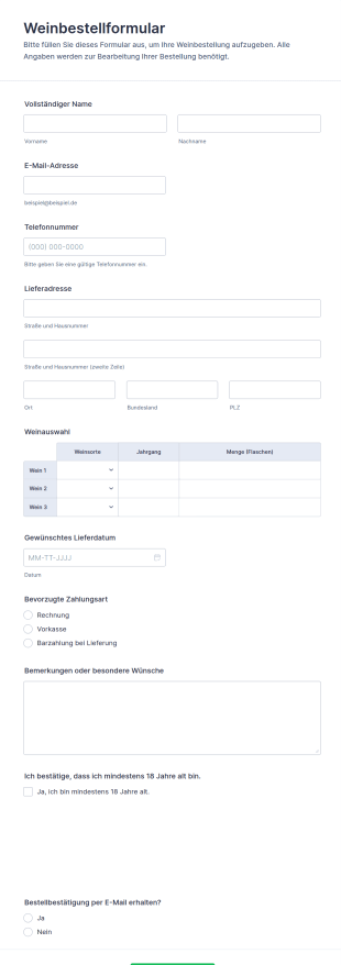 Weinbestellformular 🍷