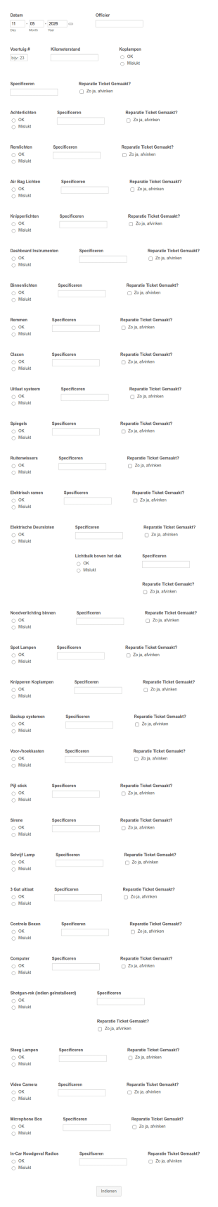 Wekelijks Voertuig Inspectieformulier