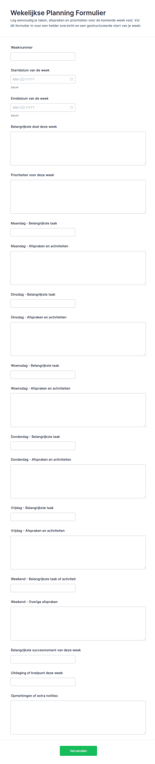 Wekelijkse Planner Checklist