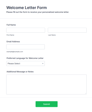 Welcome Letter Form Form Template