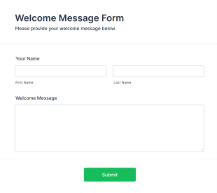 Welcome Message Form Template