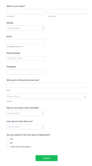 Herbal Member Group Registration Form Template