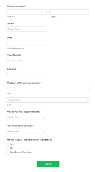Herbal Member Group Registration Form Template