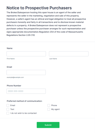 Welcome To Our Open House Form Template