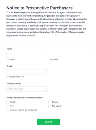 Welcome To Our Open House Form Template