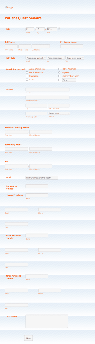 Alternative Medicine Patient Intake Form Template