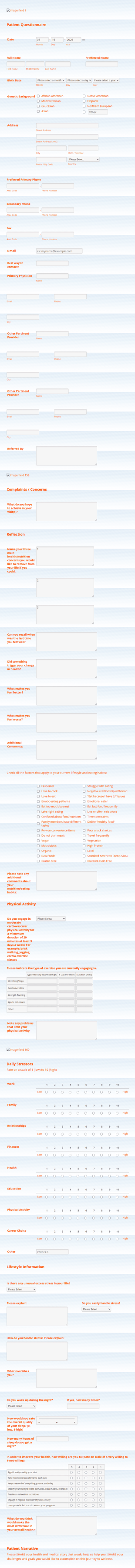 Alternative Medicine Patient Intake Form Template