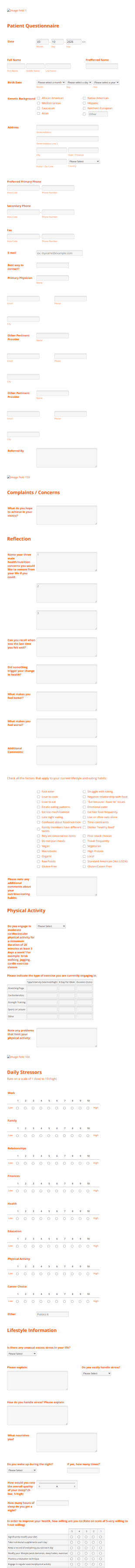 Alternative Medicine Patient Intake Form Template