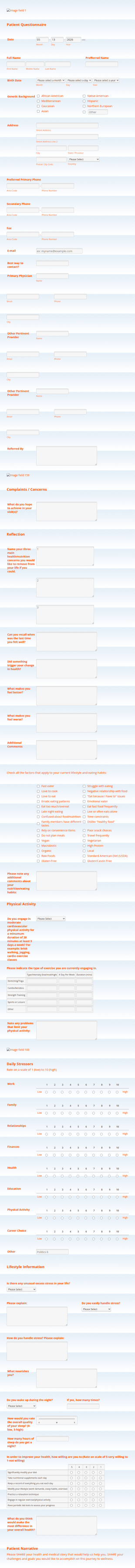 Alternative Medicine Patient Intake Form Template