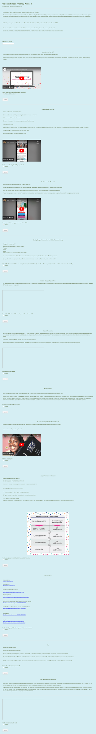 Welcome To Team Pristinely Polished! Form Template