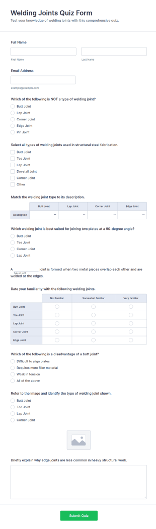 Welding Joints Quiz Form Template
