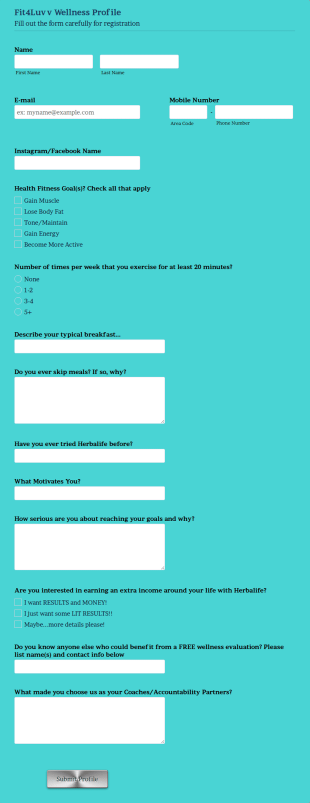 Wellnees Profile Form Template