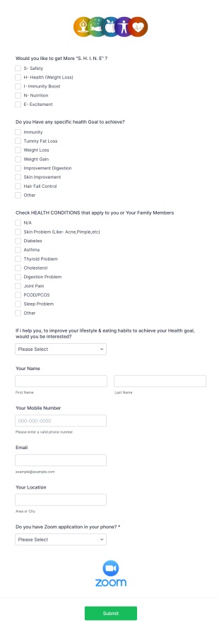 Wellness Center Invite Form Template