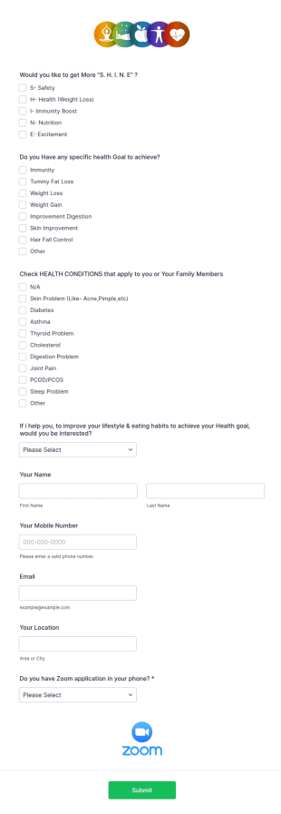 Wellness Center Invite Form Template