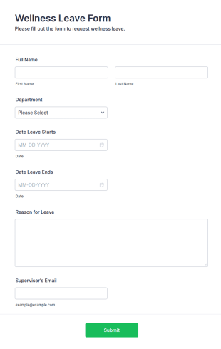 Wellness Leave Form Template